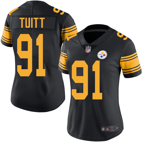 Women Pittsburgh Steelers Football 91 Limited Black Stephon Tuitt Rush Vapor Untouchable Nike NFL Jersey
